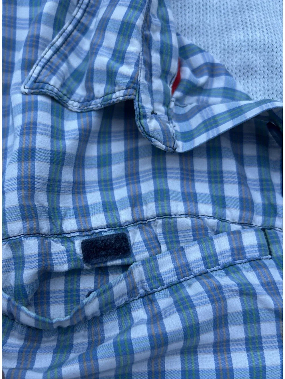 The North Face Men Plaid Short Sleeve Zipped Pocket Button-Up Shirt Blue Size XL